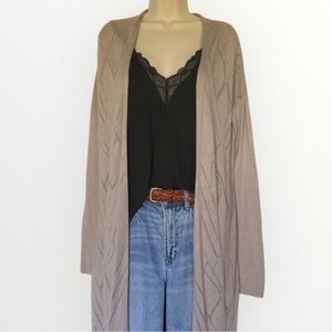 H by Halston Maxi Long Cardigan Sweater Duster Minimalist Cozy Lounge XS to M